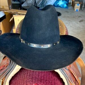Cowboy Hat Black 4X  Beaver Felt VINTAGE! Resistol size 71/4